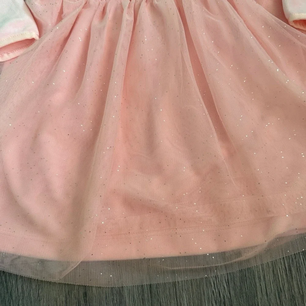 Hanna Andersson Balletcore Princess Pink Empire Waist Glitter Tulle Dress 18-24M